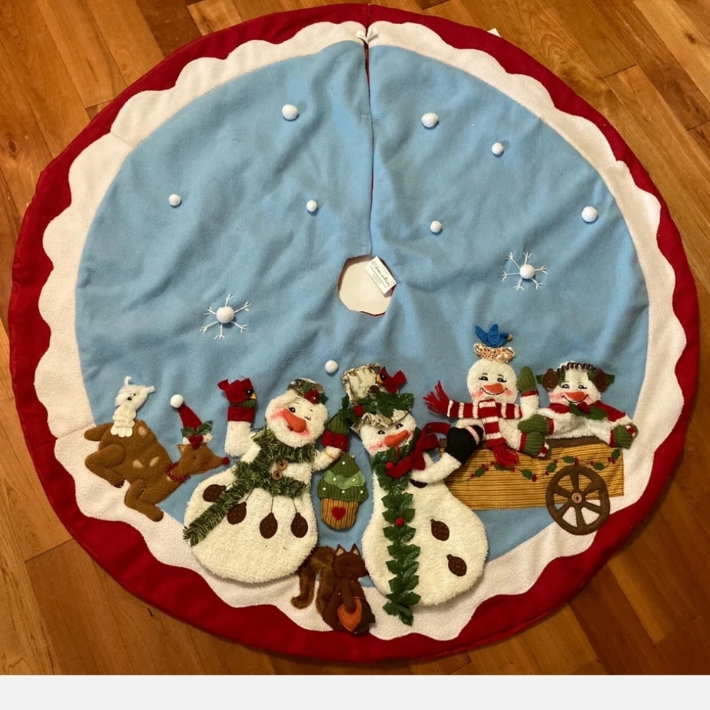 Vintage Home Interiors‎ Gifts Tree Skirt Snowmen